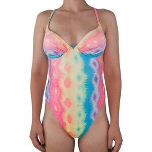 Vintage 80s Pacific Connections Pastel One Piece Swimsuit